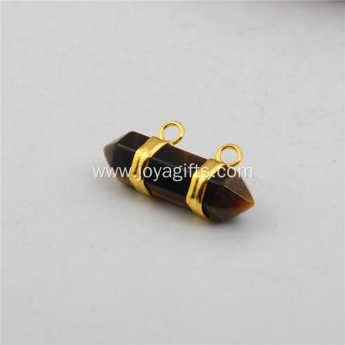 Charm&Fashion Tiger Eye Stone Hexagonal Pendant with 18K Gold Plated